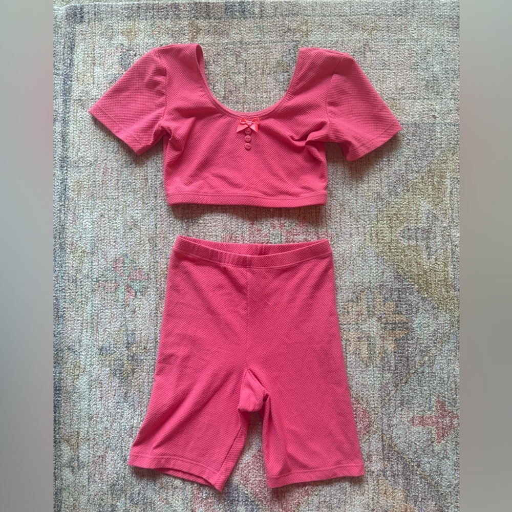 Vintage 1980s Marika Hot Pink 2 Piece Workout Set